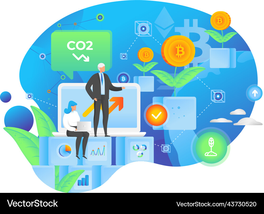 Using blockchain and crypto currency industry Vector Image