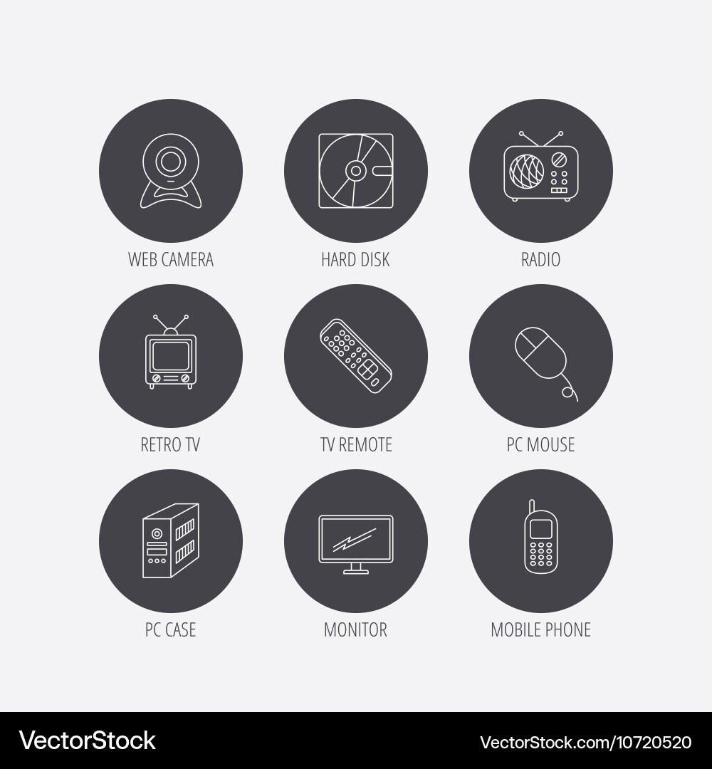 Web camera radio and mobile phone icons Vector Image