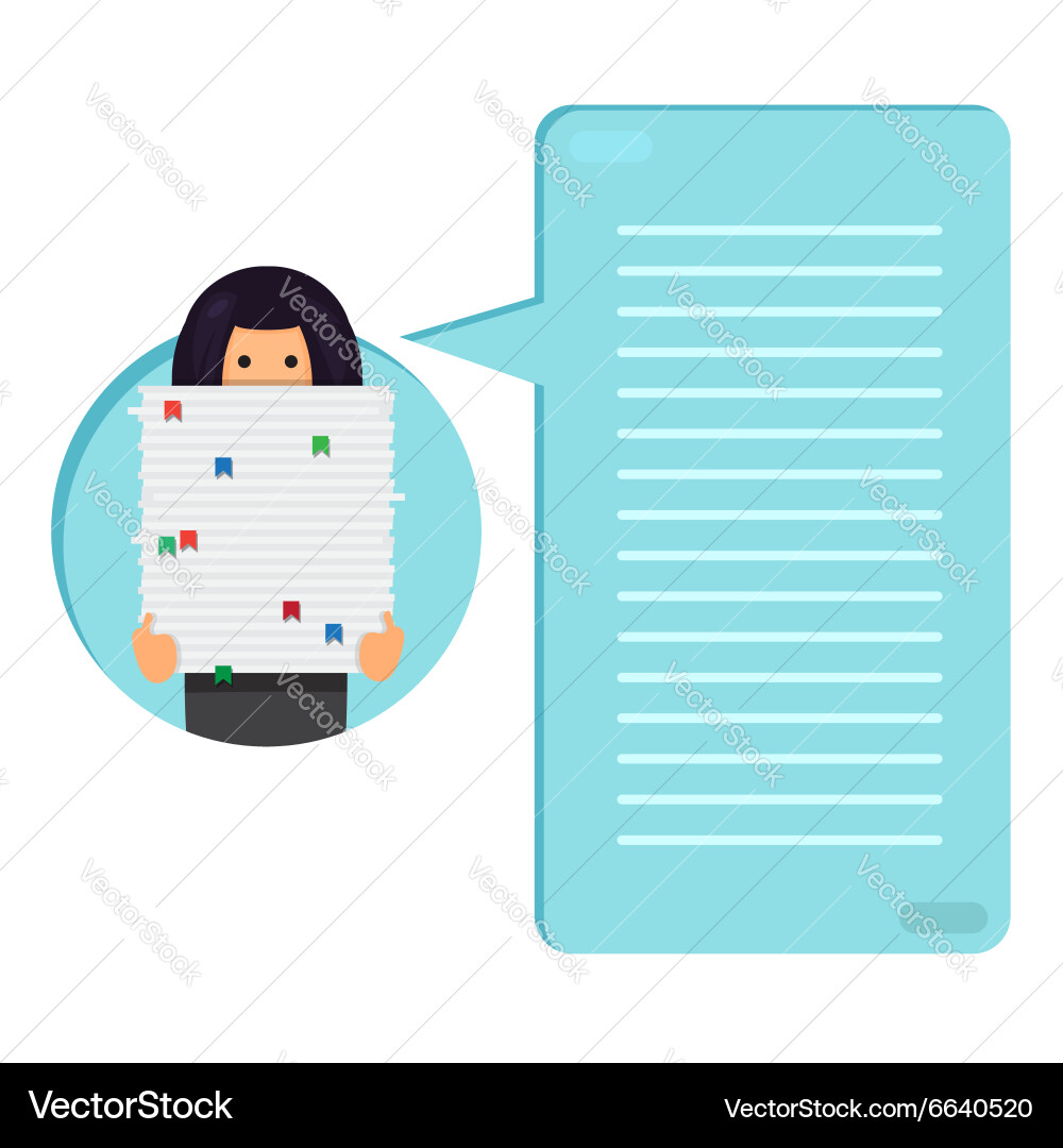 Worker with stack of papers Vector Image