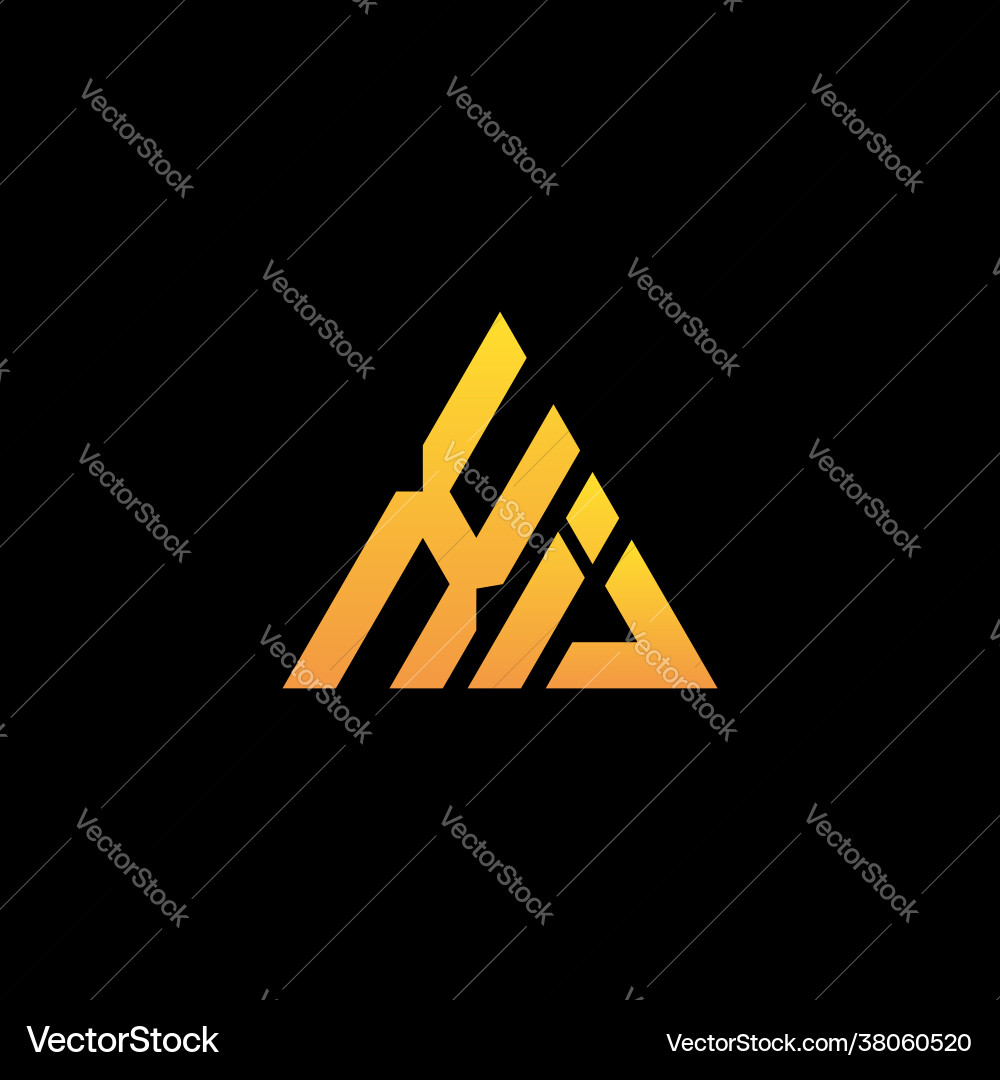 X i monogram initial logo with a yellow triangle X i monogram initial logo with a yellow triangle Vector Image