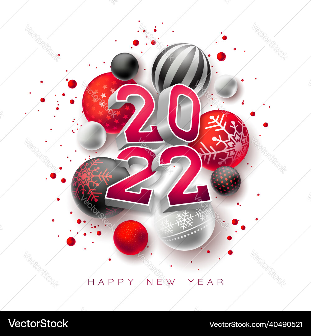 2022 happy new year with 3d vector image