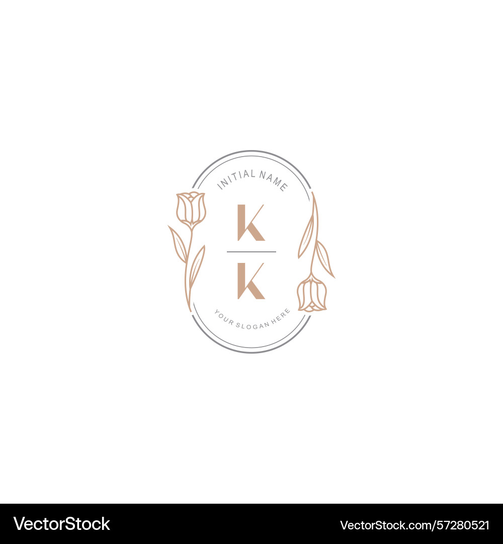 Botanical monogram logos with initial kk Botanical monogram logos with initial kk Vector Image