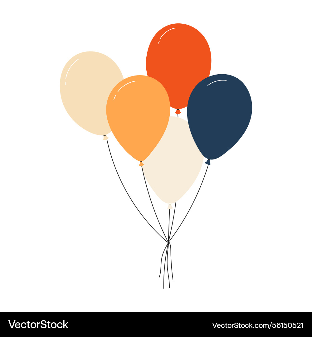 Bundle of colorful balloons with strings floating Bundle of colorful balloons with strings floating vector image