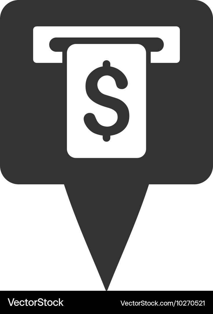 Cash machine map pointer flat icon Vector Image