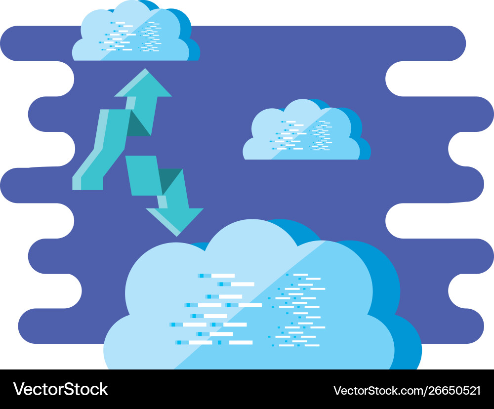 Cloud computing with set arrows Vector Image