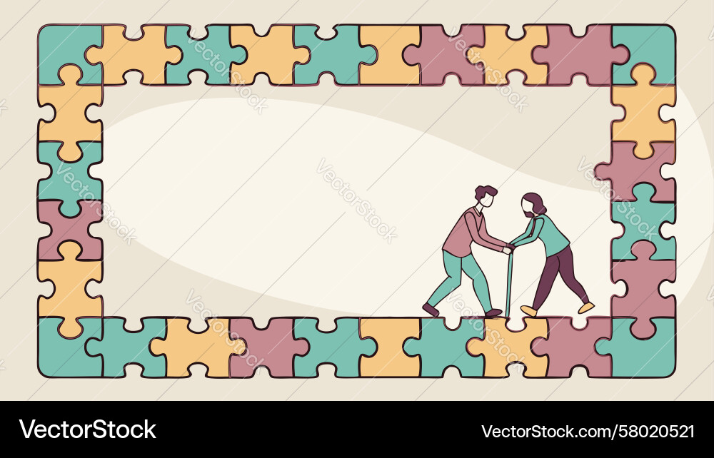 Collaborative Puzzle Solving Vector Image