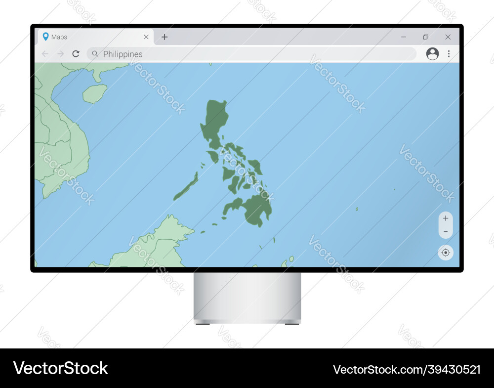 Computer monitor with map of philippines Computer monitor with map of philippines Vector Image