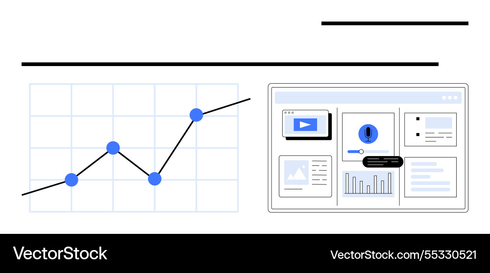 Data visualization with chart growth and dashboard Data visualization with chart growth and dashboard vector image