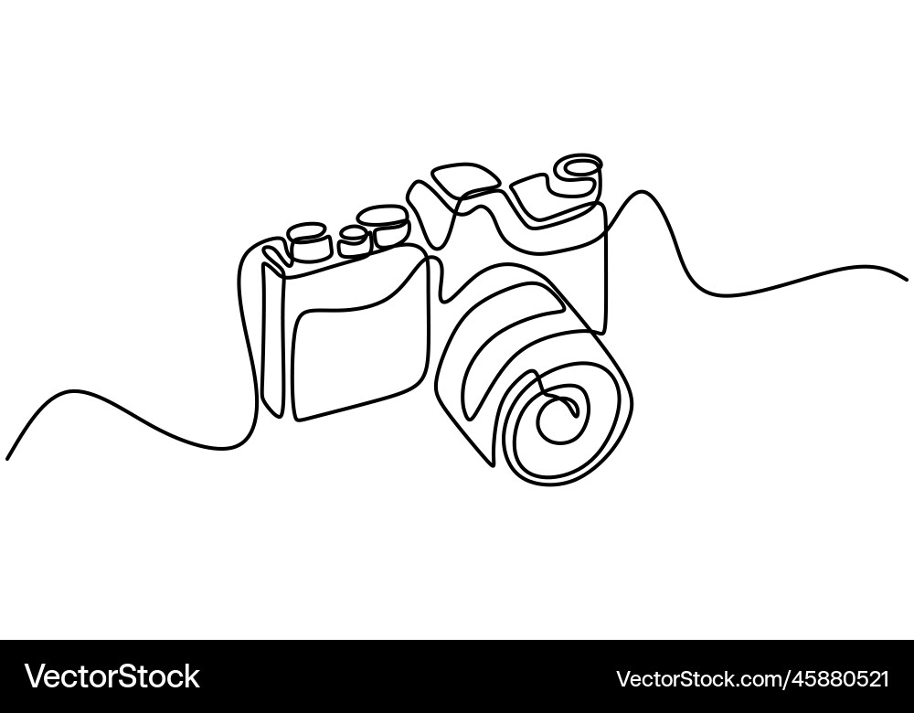 Dslr camera digital one continuous single line Vector Image