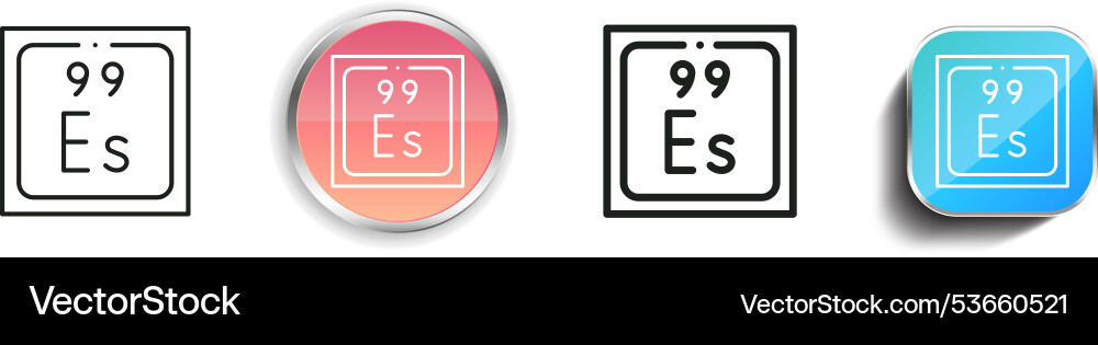 Einsteinium icon thin linear regular and button Einsteinium icon thin linear regular and button vector image