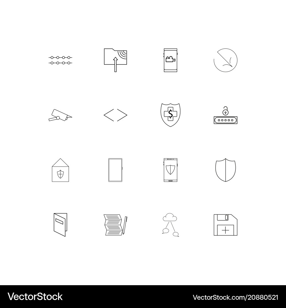 Internet technologies linear thin icons set Vector Image
