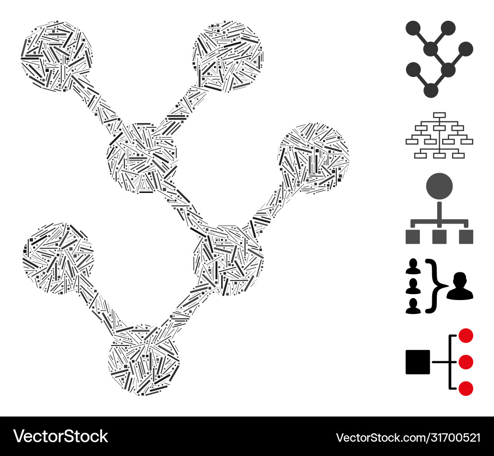 Line collage binary tree icon Line collage binary tree icon vector image