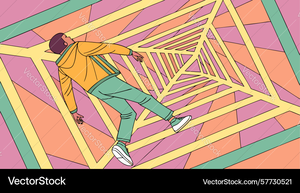 Person in geometric web pattern vector image