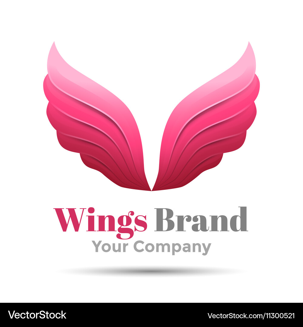 Pink Wing Logo Icon - Minimalist Vector Image