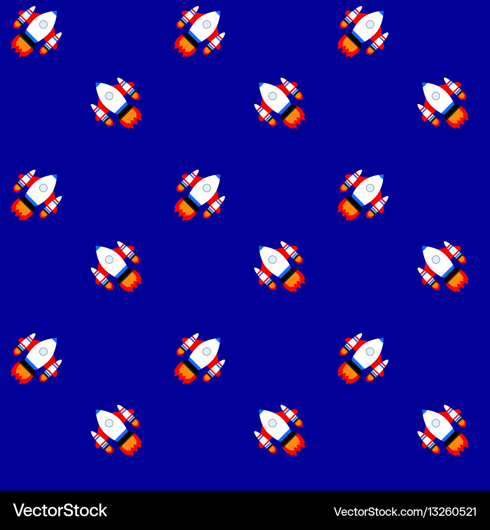 Rocket in space seamless pattern Rocket in space seamless pattern Vector Image
