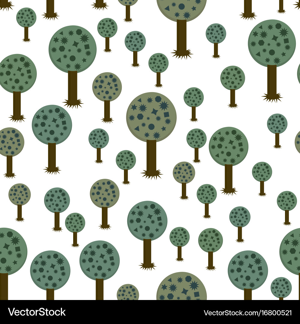 Seamless pattern of geometric trees vector image