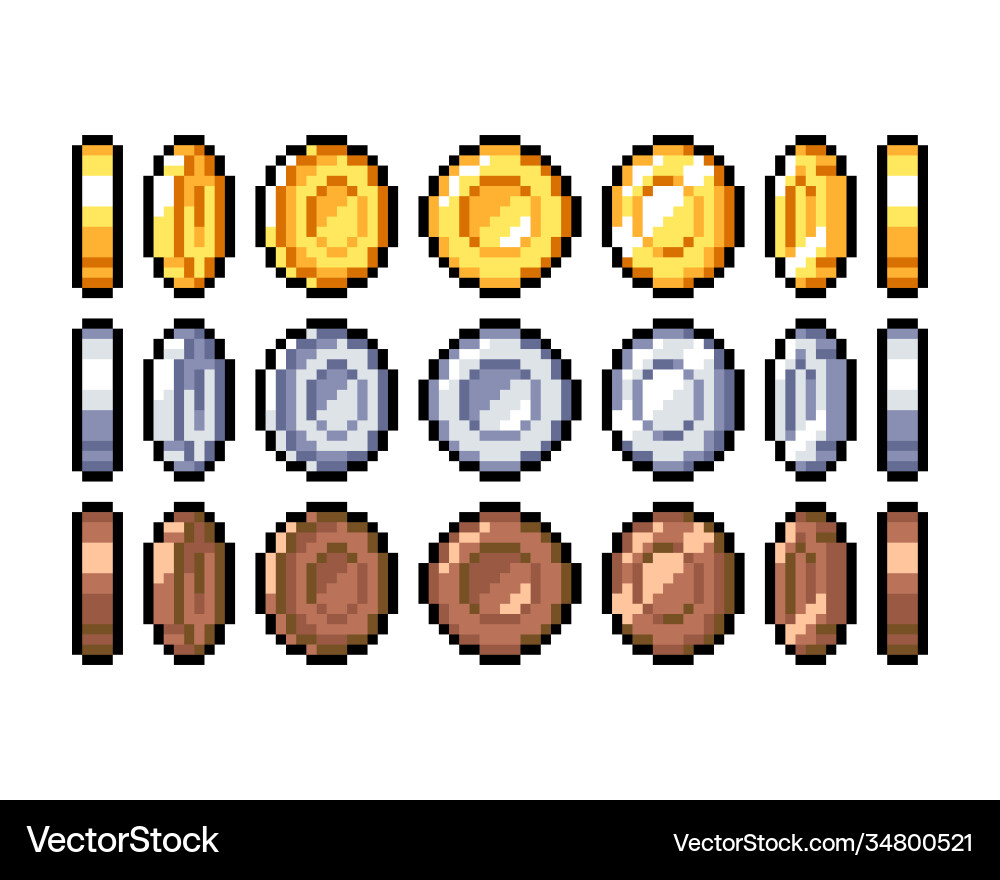 Set 8-bit pixel graphics icons isolated Set 8-bit pixel graphics icons isolated Vector Image