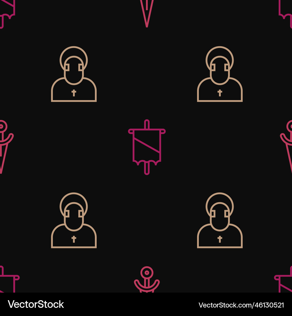 Set line dagger monk and medieval flag Set line dagger monk and medieval flag Vector Image