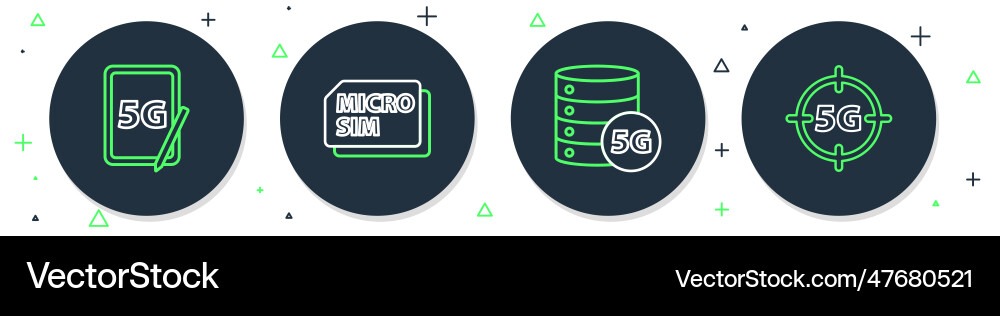 Set line micro sim card server 5g network Set line micro sim card server 5g network vector image