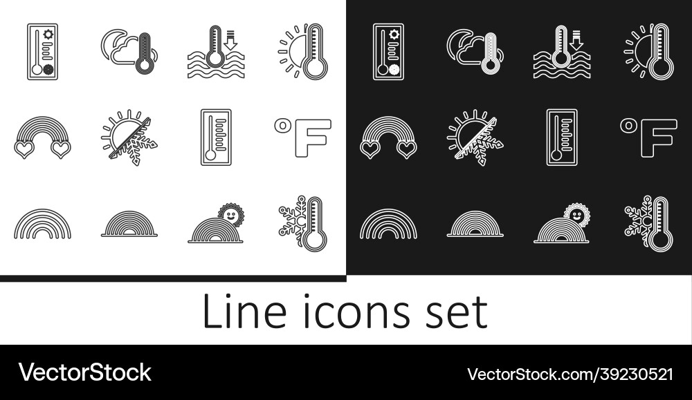 Set line thermometer with snowflake fahrenheit Set line thermometer with snowflake fahrenheit vector image