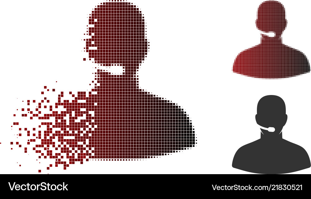 Shredded pixelated halftone call center operator Shredded pixelated halftone call center operator vector image