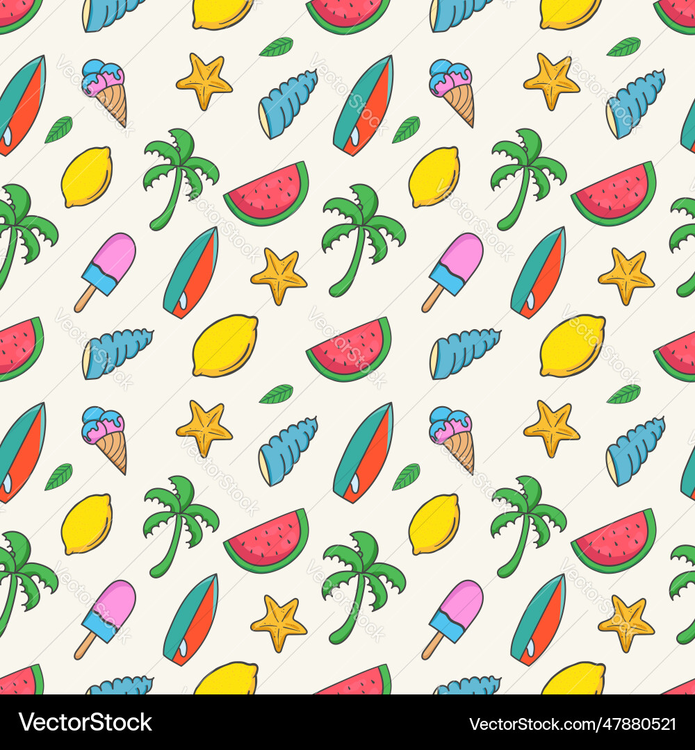 Summer seamless pattern background with colorful Summer seamless pattern background with colorful vector image