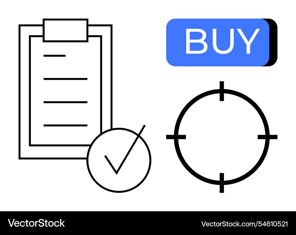 Task checklist with checkmark target symbol Task checklist with checkmark target symbol vector image