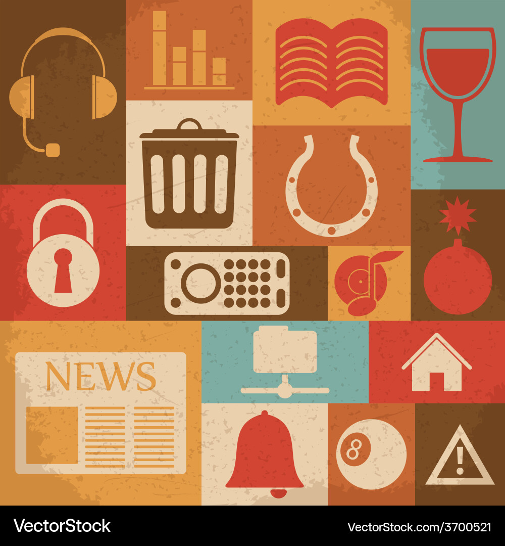 Universal retro icons for web and mobile Vector Image