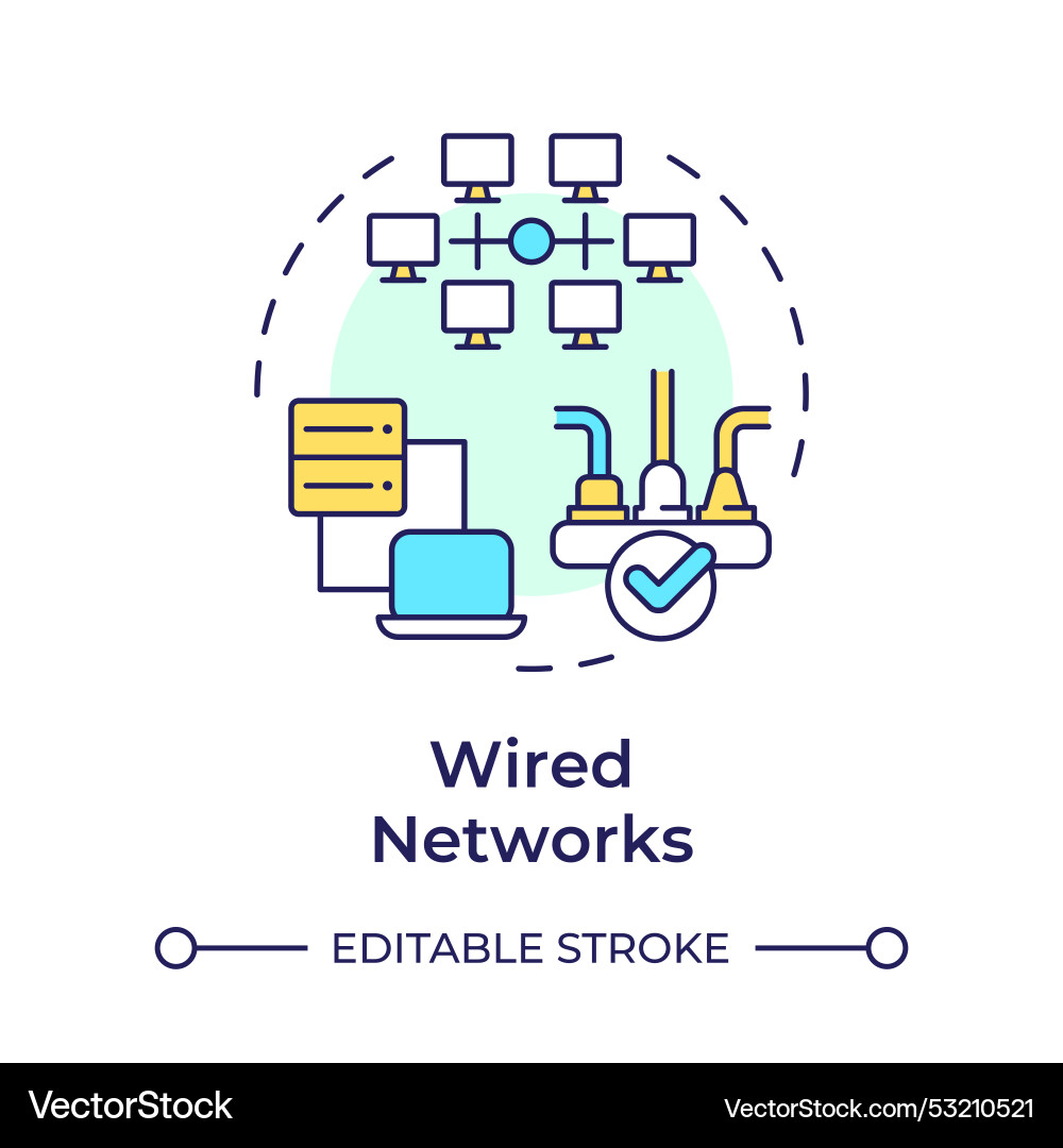 Wired networks multi color concept icon Vector Image