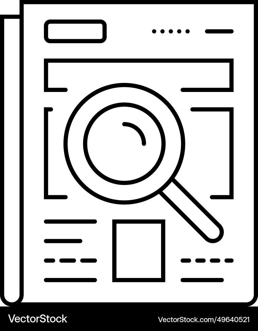Zeitungssuche Vergrößerung des Glaszeilensymbols Zeitungssuche Vergrößerung des Glaszeilensymbols vektorbild
