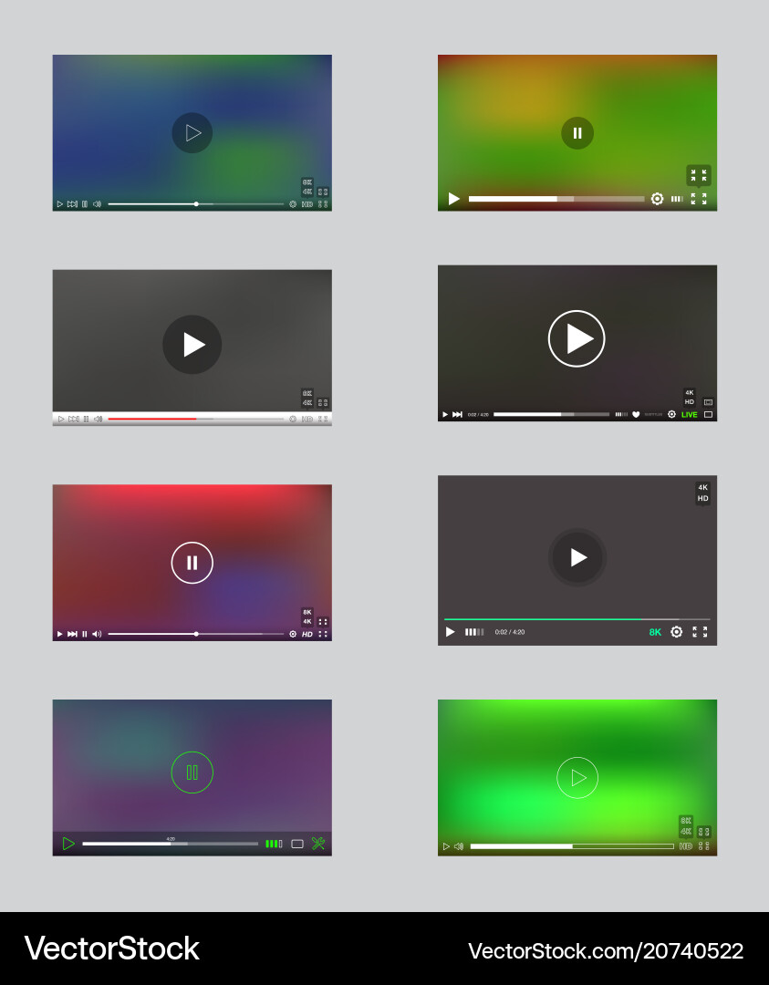 Big Set Video Player Fenster mit Menü und Tasten Big Set Video Player Fenster mit Menü und Tasten vektorbild