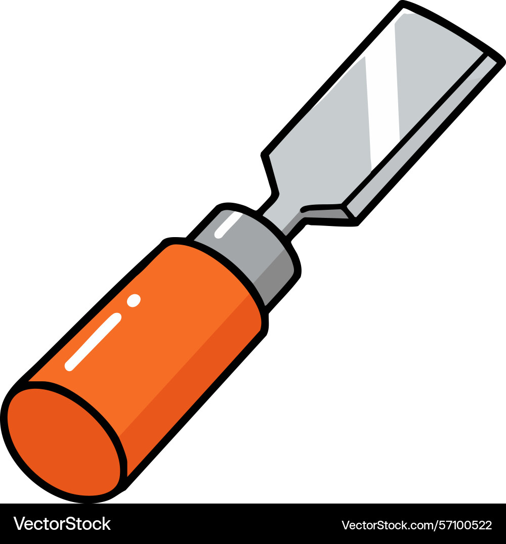 Chisel with orange handle tool for woodworking Chisel with orange handle tool for woodworking vector image