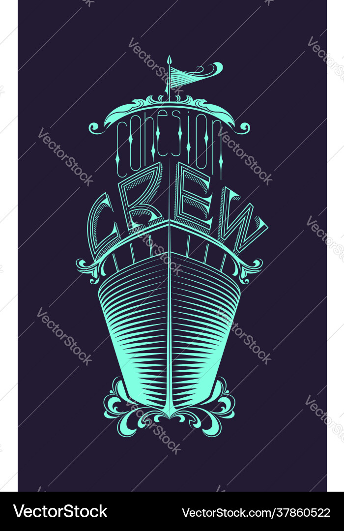 Cohesion and crew in monogram style vector image