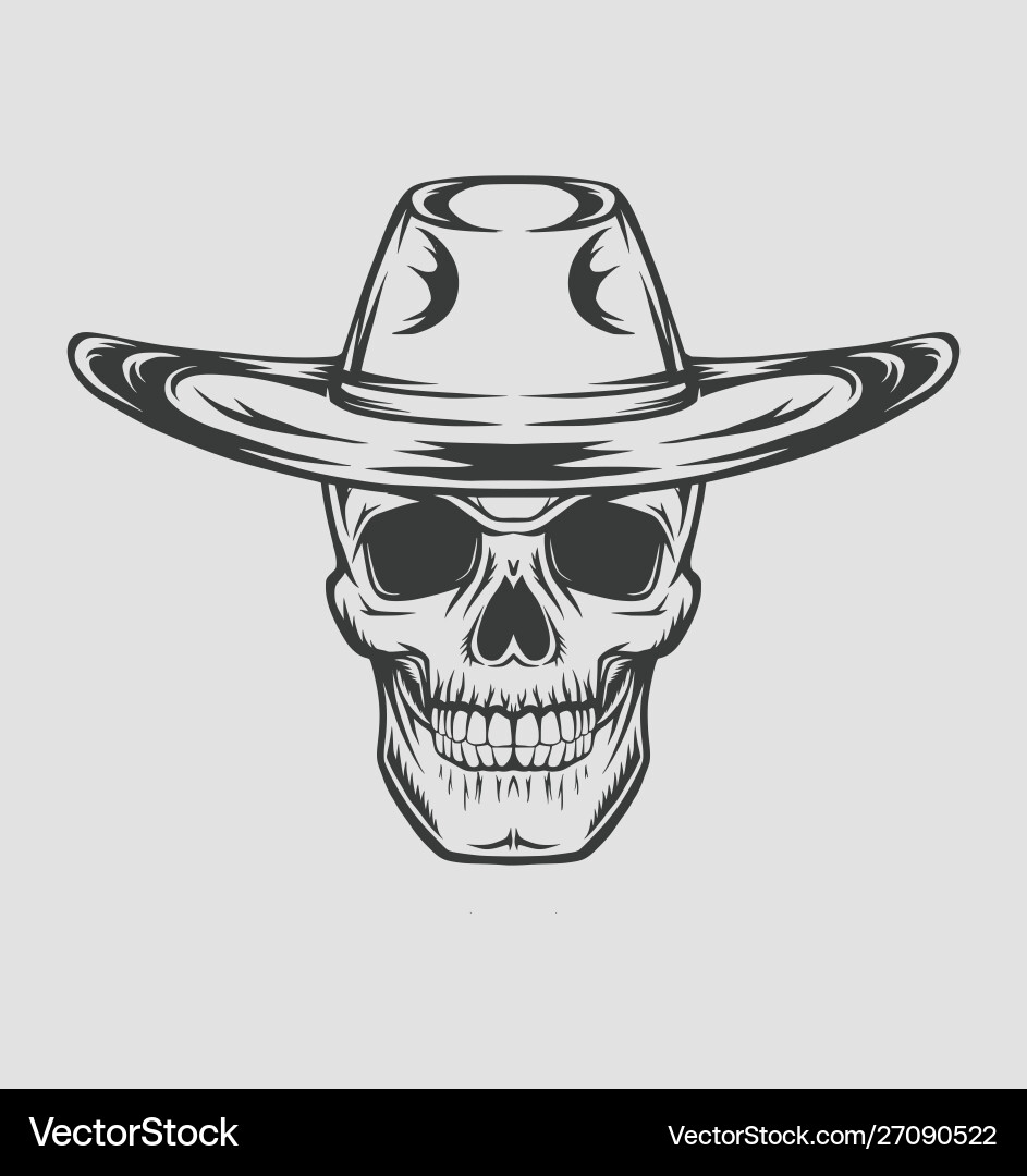 Cowboy skull drawing in a vintage retro woodcut Cowboy skull drawing in a vintage retro woodcut vector image