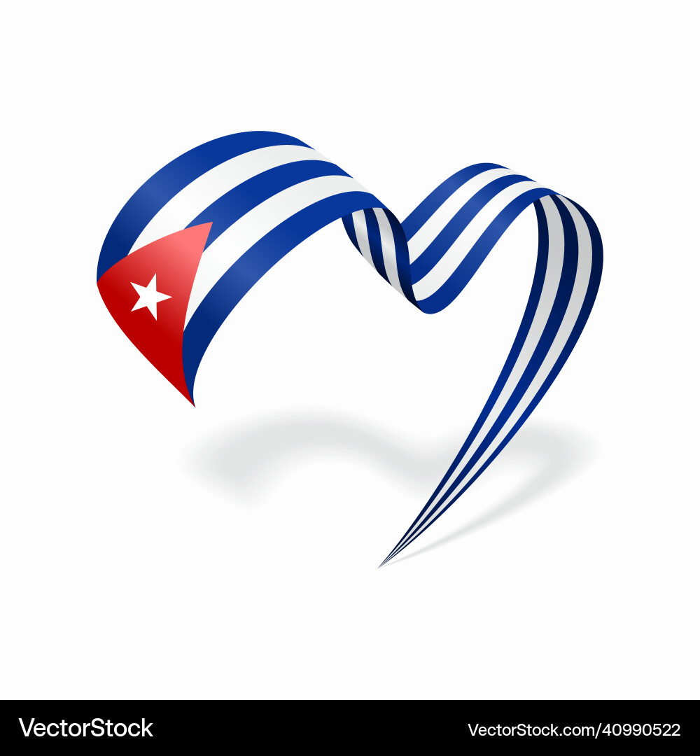 Cuban Flag Heart Ribbon Vector Image