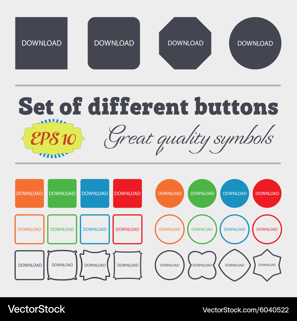 Download icon upload button load symbol big set Vector Image