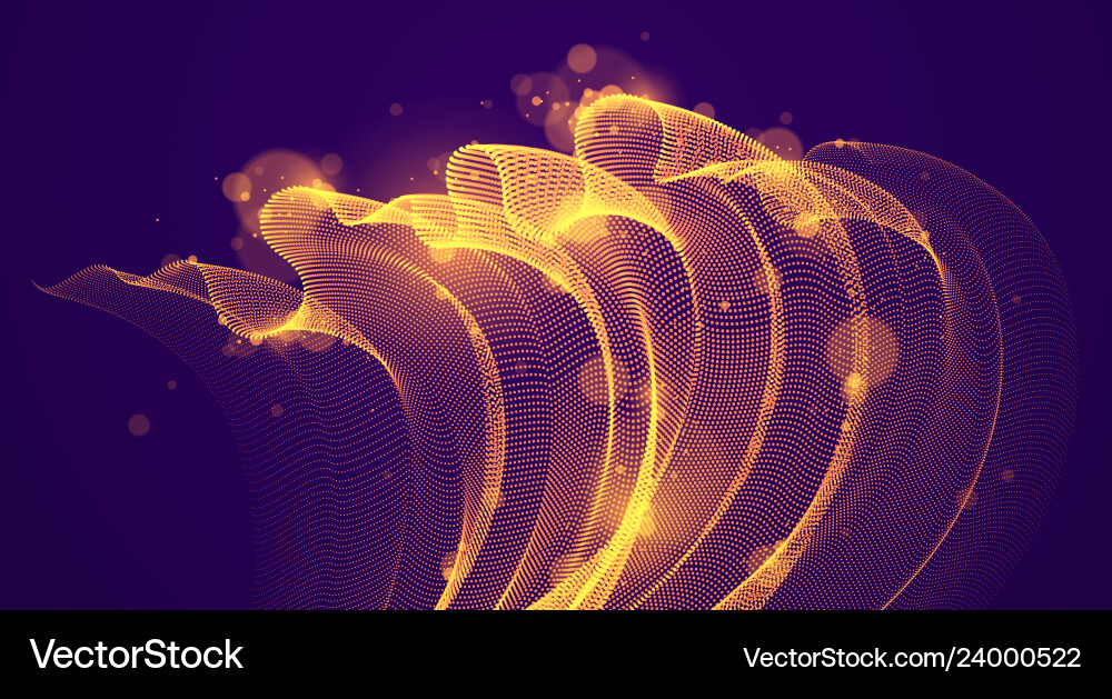 Dynamic magic particles wave flowing over dark Dynamic magic particles wave flowing over dark vector image