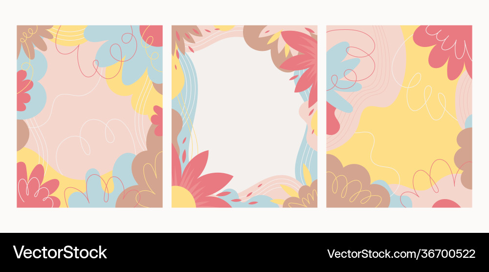 Flower and floral abstract background set vector image