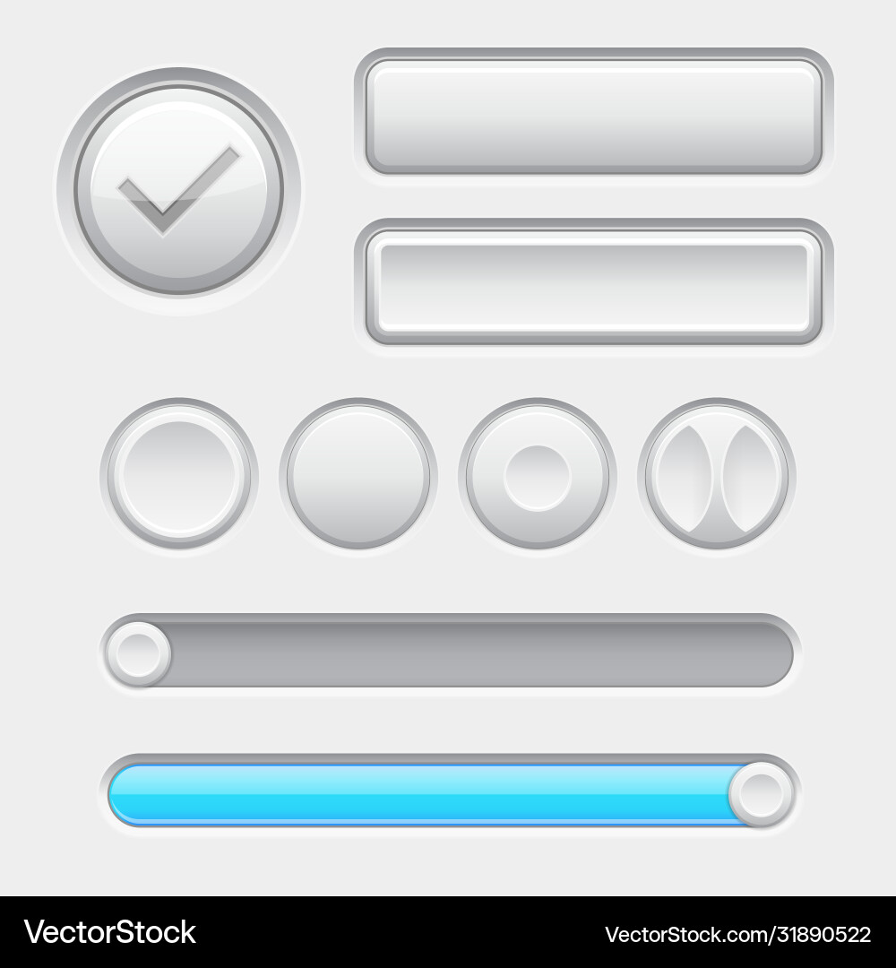 Gray web buttons push and sliders vector image