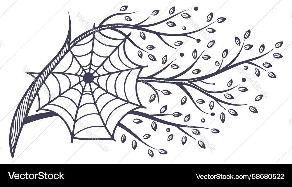 Intricate spider web on branch design generative Vector Image