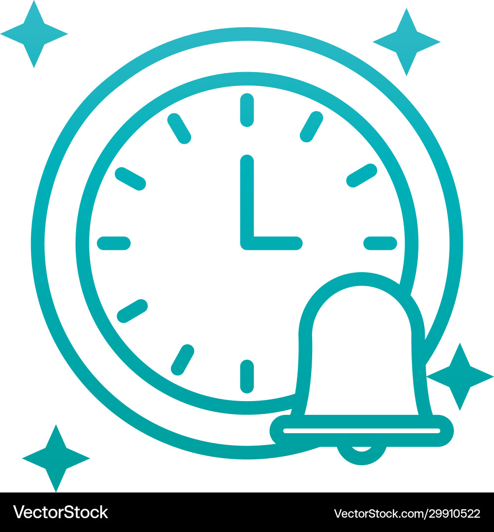 Isolated clock instrument and bell gradient style vector image