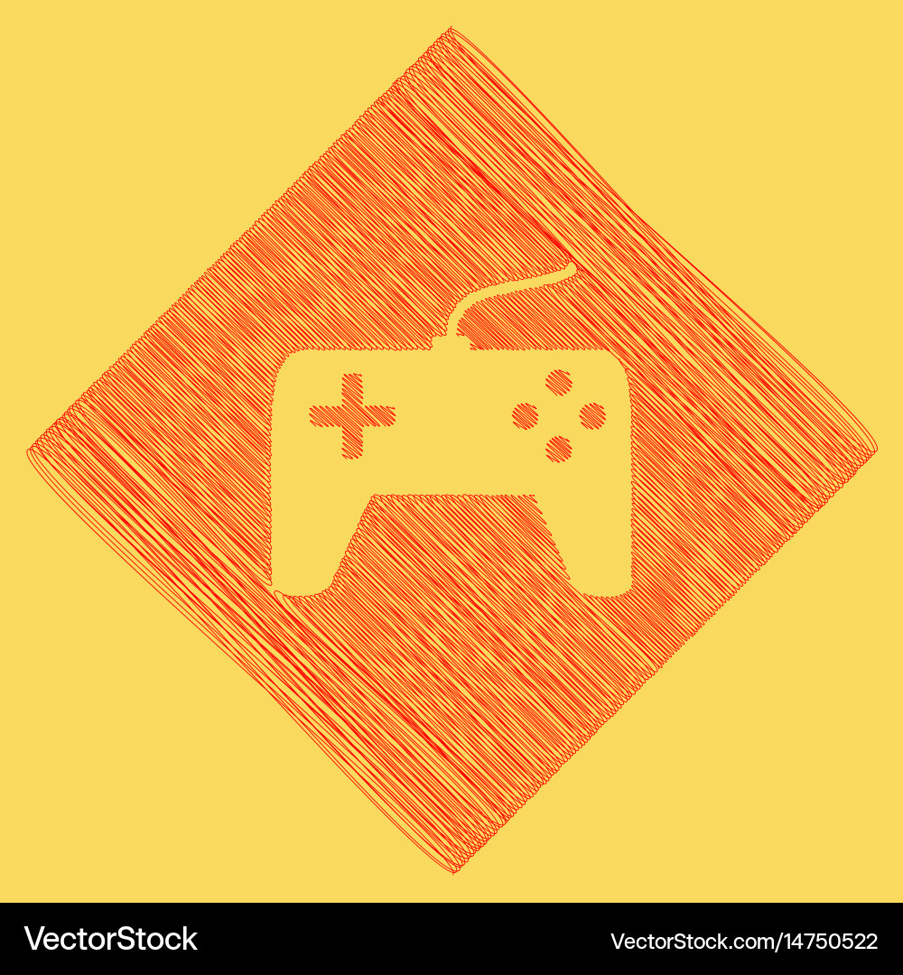 Joystick simple sign red scribble icon vector image