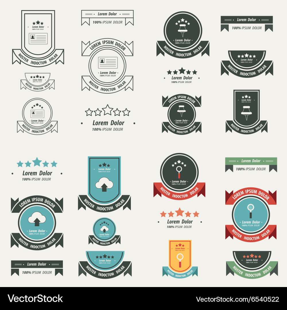 Label and ribbon 4 style set Vector Image