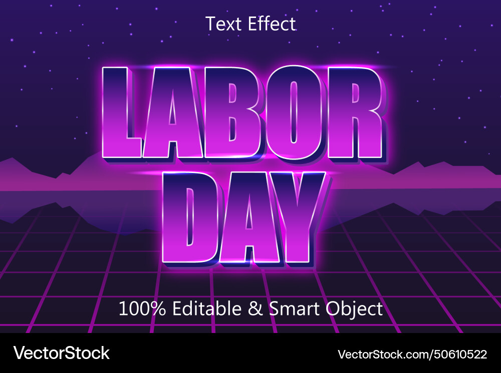 Labor day text effect 3d emboss retro style Labor day text effect 3d emboss retro style Vector Image