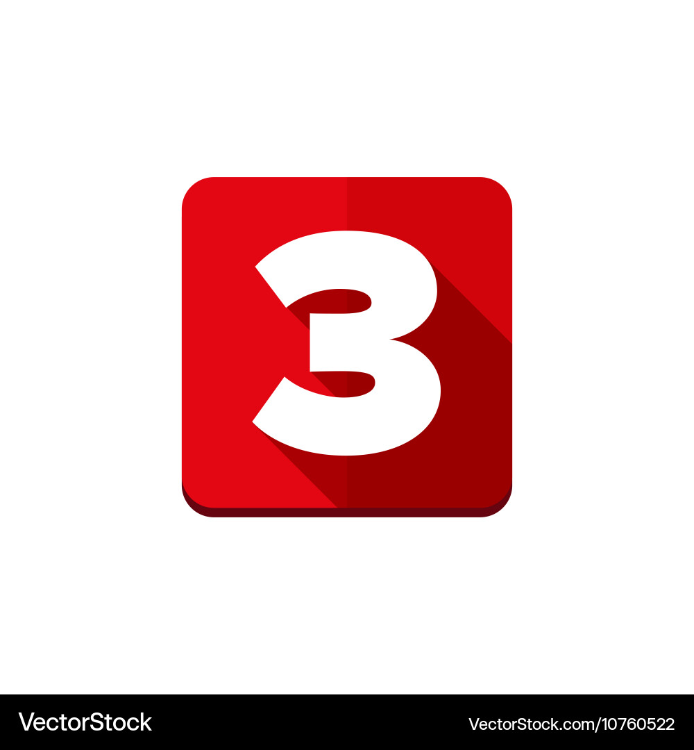 Number Three Button Icon vector image