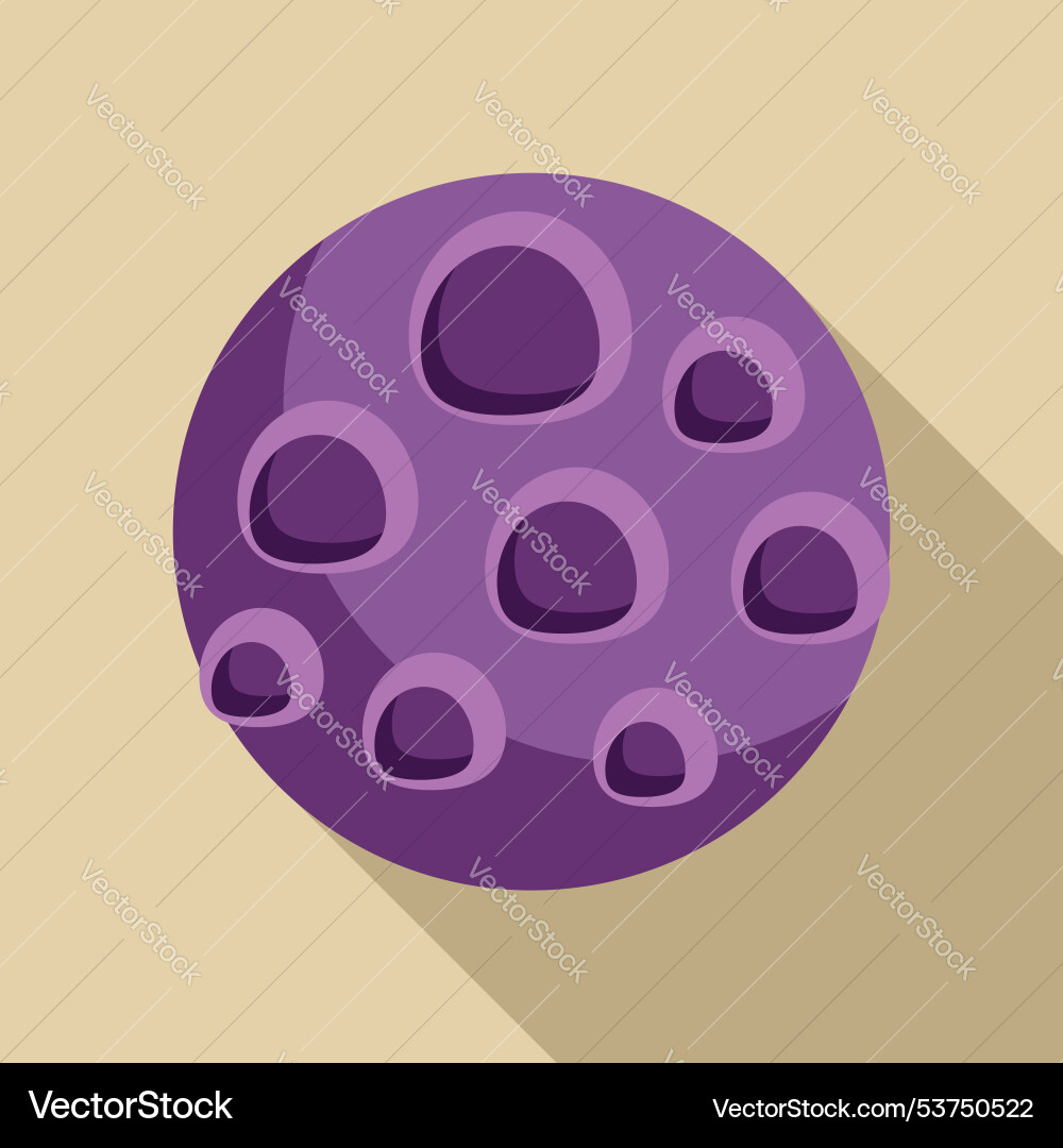Purple planet floating in space with craters Vector Image