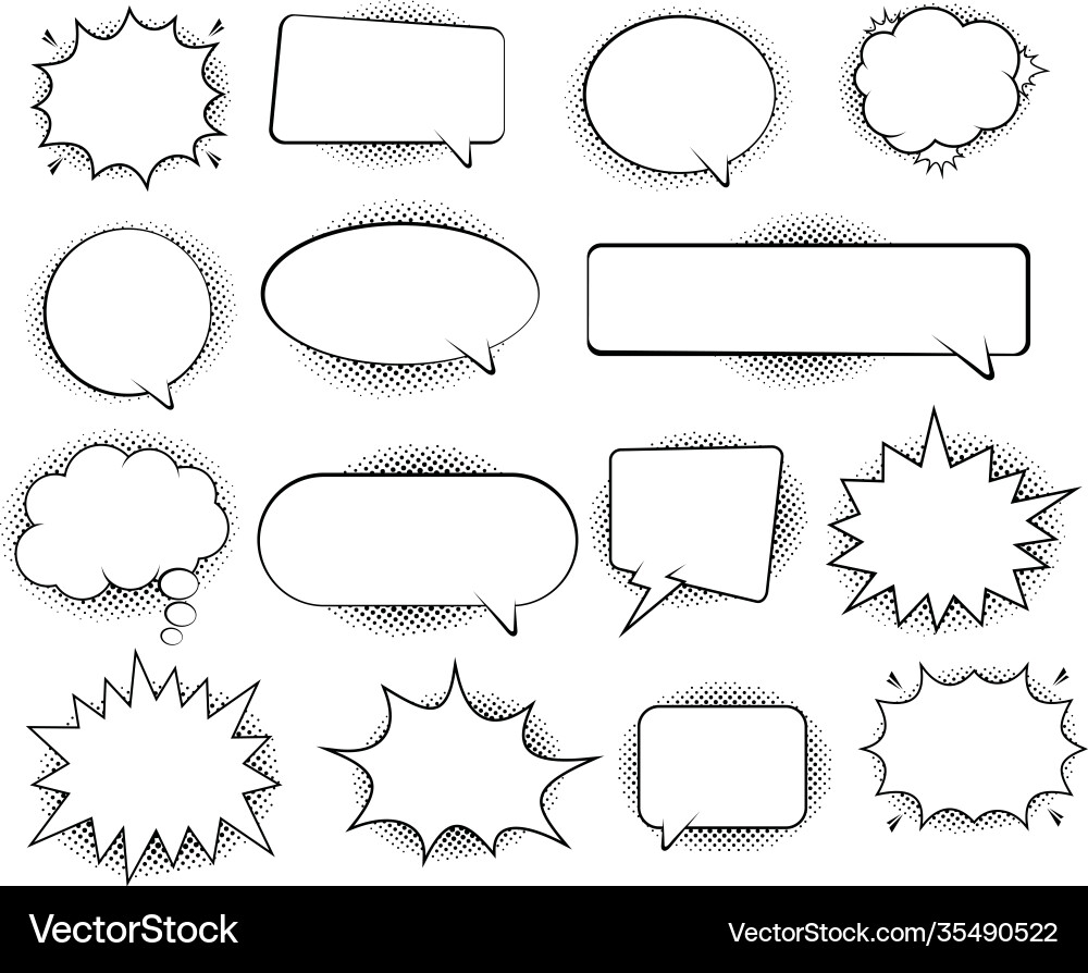 Retro empty comic bubbles and elements set Vector Image