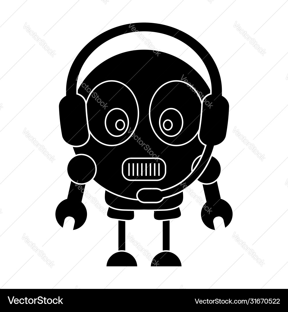 Robot icon support bot online heip Robot icon support bot online heip vector image
