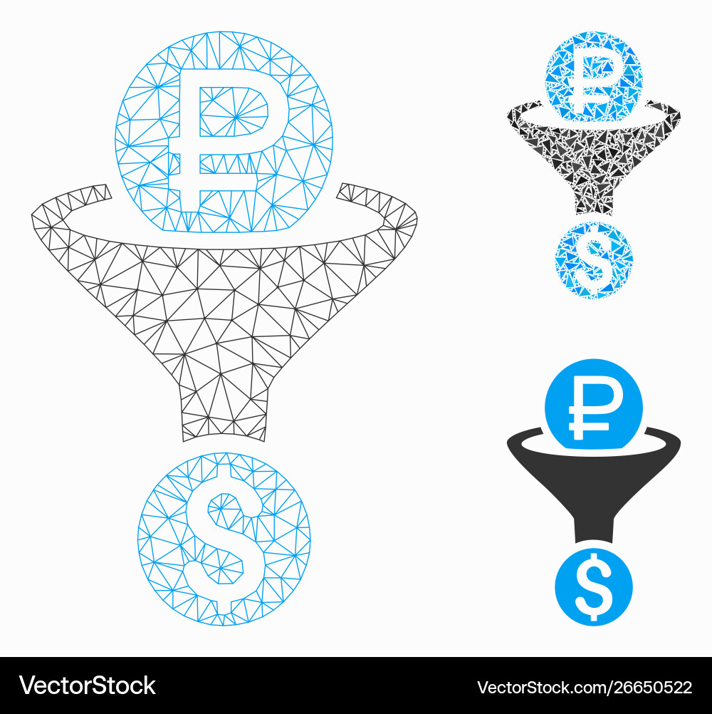 Rouble currency conversion mesh network Rouble currency conversion mesh network vector image