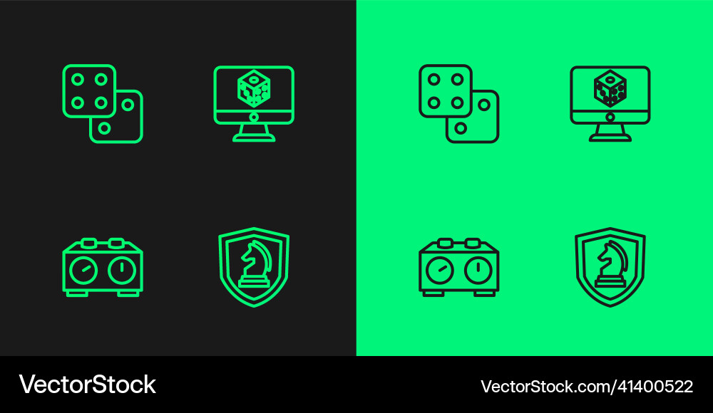 Set line chess time clock game dice Vector Image
